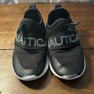 Nautical Black/White slip on toddler shoes
